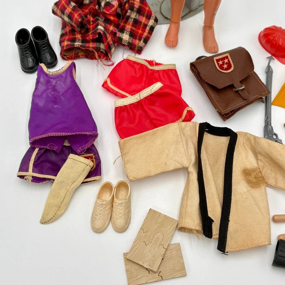 Vintage Mattel Big Jim Action Figure Lot 1970s Clothes Accessories Karate Gear